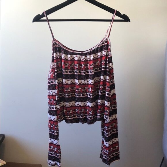 New H&M x Coachella elephant tribal festival bohemian boho cold shoulder blouse - Picture 8 of 14